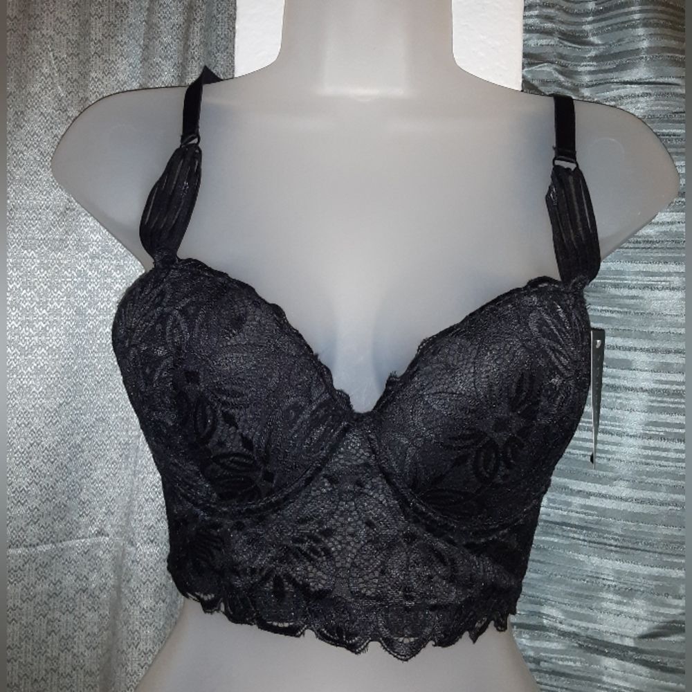 Youmita 34B Black Longline Bra NWT